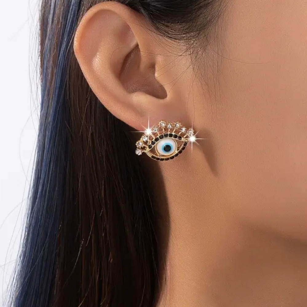 Evil Eye Goldtone & Rhinestone - Picture 2 of 5